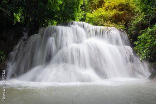 Beautiful Huai Mae Khamin Waterfall Kanchanaburi Thailand. Tier 3 is name Wangnapha . Located at the National park along the Srinakarin Dam. © kriangphoto31