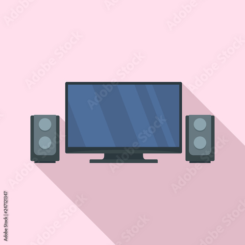 Home cinema system icon. Flat illustration of home cinema system vector icon for web design