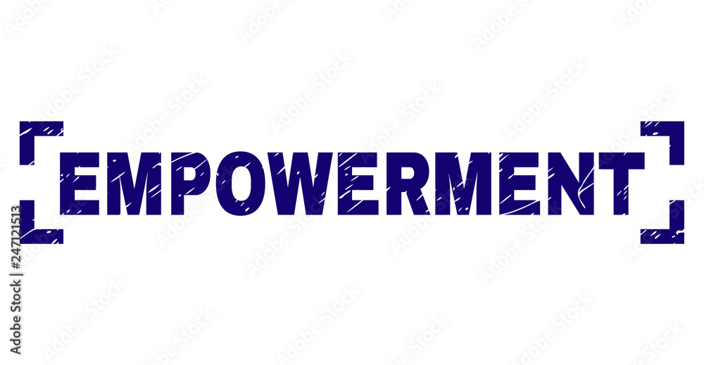EMPOWERMENT text seal print with grunge texture. Text caption is placed between corners. Blue vector rubber print of EMPOWERMENT with scratched texture. EMPOWERMENT text seal print with grunge texture. Text caption is placed between corners. Blue vector rubber print of EMPOWERMENT with scratched texture.