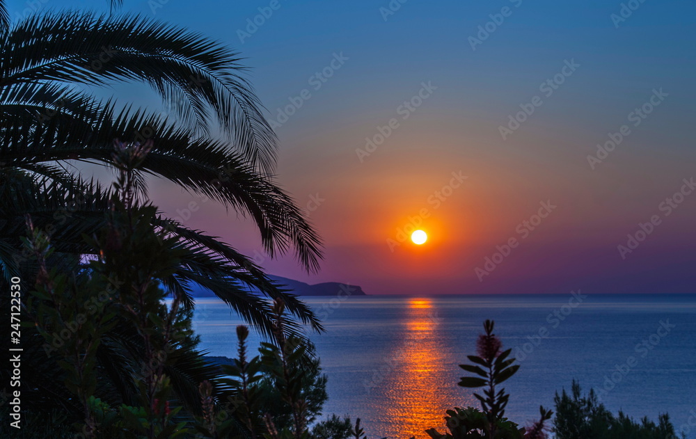 Sunrise on the island of Alonissos in Greece