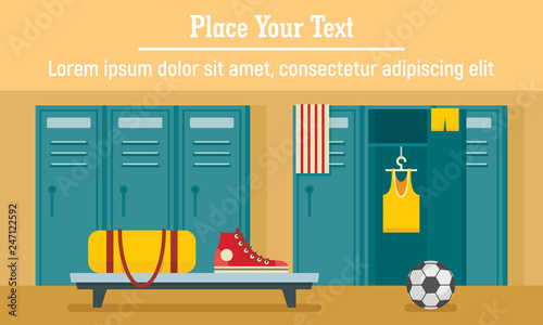 Sport dressing room banner. Flat illustration of sport dressing room vector banner for web design