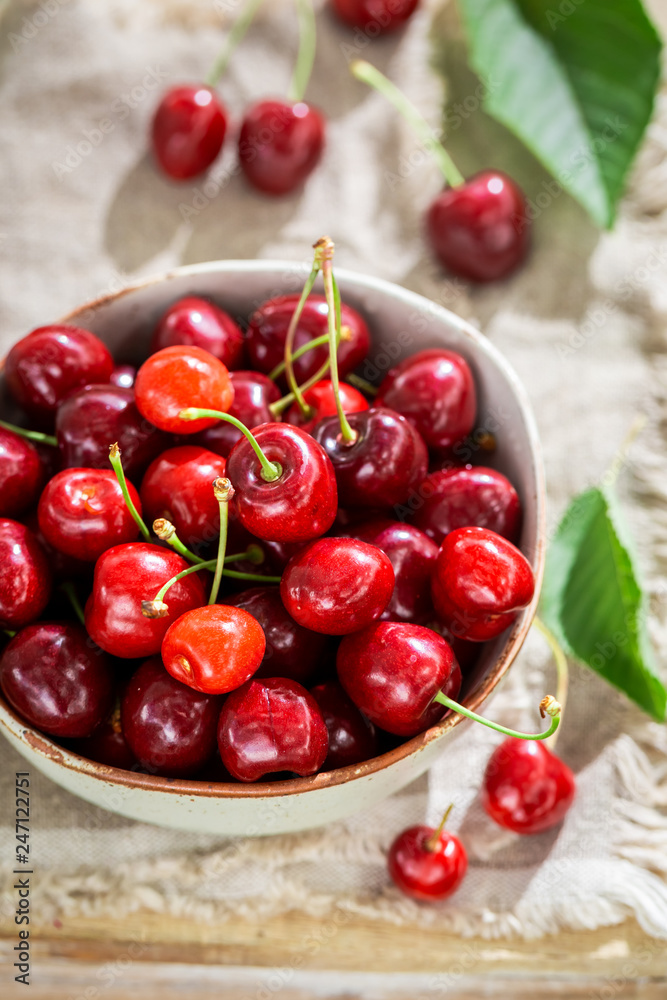 Delicious sweet cherries in a sunny day Delicious sweet cherries in a sunny day