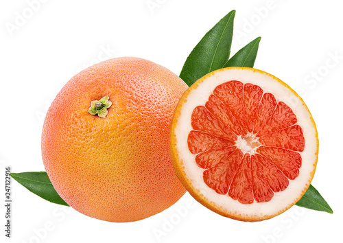 Fresh grapefruit isolated on white background  with clipping path