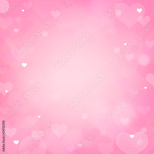 Valentine Background vector illustration. Romantic Heart bokeh on pink background.  © Farosofa