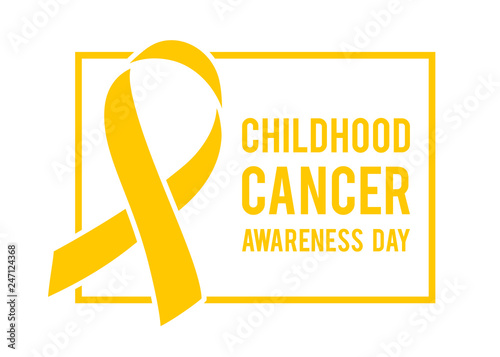 Background with stylized yellow ribbon. World childhood cancer awareness symbol, vector illustration.