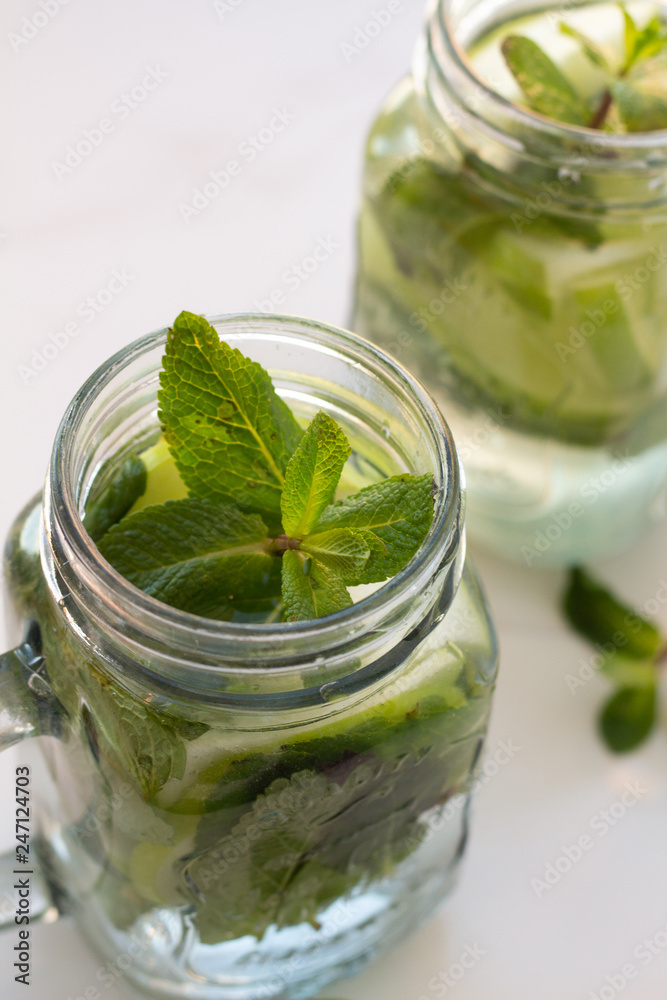 apple and mint refreshing drink. apple and mint refreshing drink.