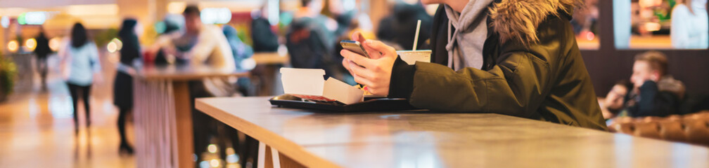 people in public or fast food restaurant b