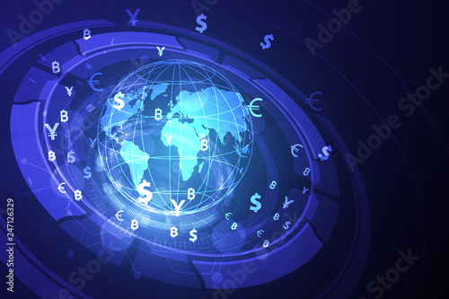 Money transfer. Global Currency. Stock Exchange. Stock vector illustration.