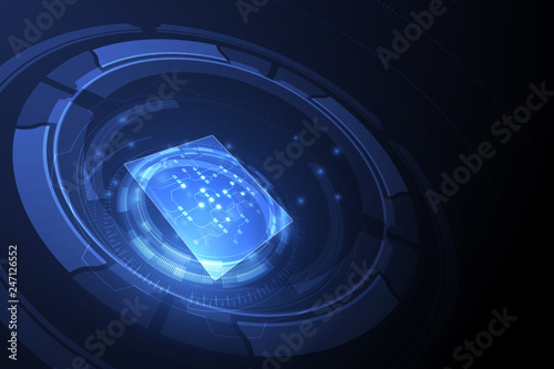 Abstract technology chip processor illustration blue technology background vector.