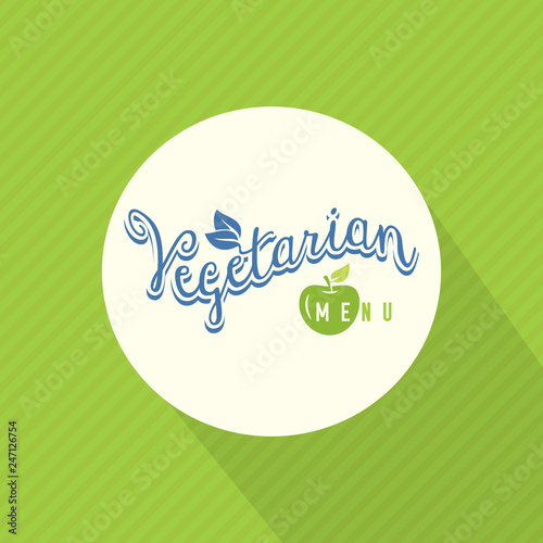 Vegetarian menu flat round logo template