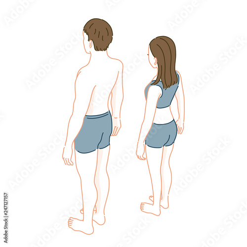  ボティパーツ　男女　後ろ姿　人物　全身　イラスト