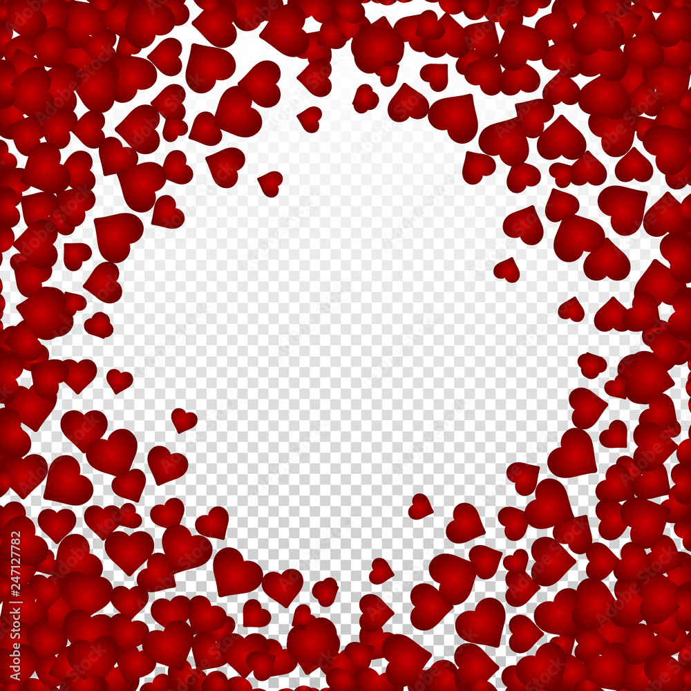 Hearts valentine background on transparent vector. Heart shapes Women's Day pattern with space for text or image Hearts valentine background on transparent vector. Heart shapes Women's Day pattern with space for text or image