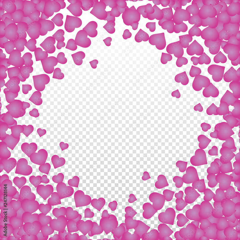 Hearts valentine background on transparent vector. Heart shapes Women's Day pattern with space for text or image
