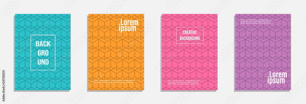 Naklejka premium Colorful and modern cover design. Set of geometric pattern background