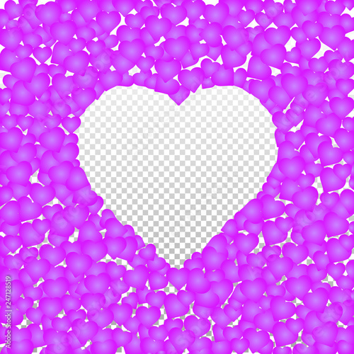 Hearts valentine background on transparent vector. Heart shapes Women s Day pattern with space for text or image