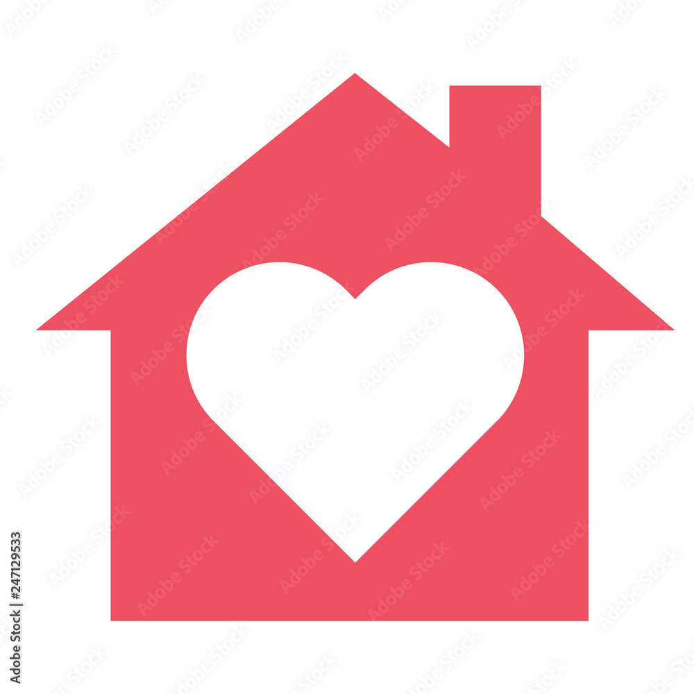 Home and heart. Home love icon isolated on white background