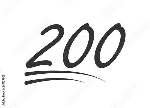 200 - hundred number vector icon. Symbol isolated on white background