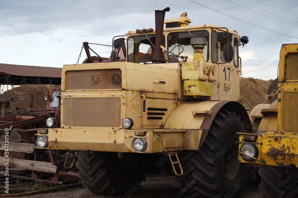 old yellow tractor