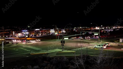 Busy Intersection Time Lapse with Traffic Trails in Sparks Nevada at Night. photo