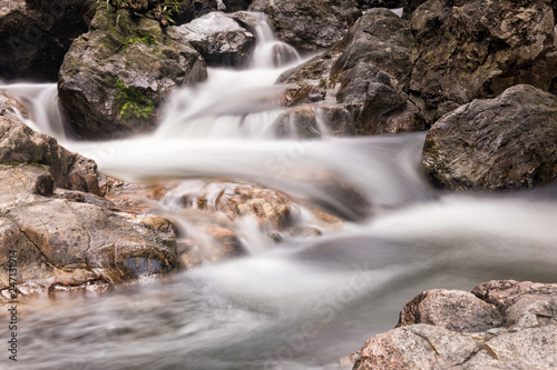 Cascade motion waterfall. Nature abstract background