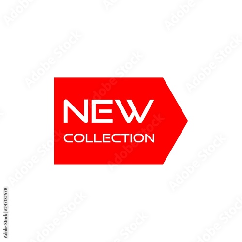 Red banner design new collection. New collection sign