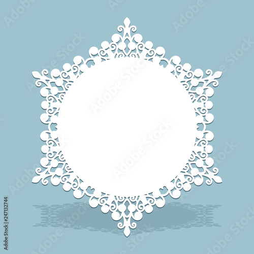 Round lace doily with cutout border pattern