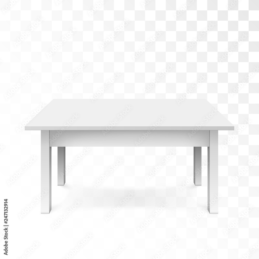 White office table with shadow isolated on transparent background. Vector illustration White office table with shadow isolated on transparent background. Vector illustration