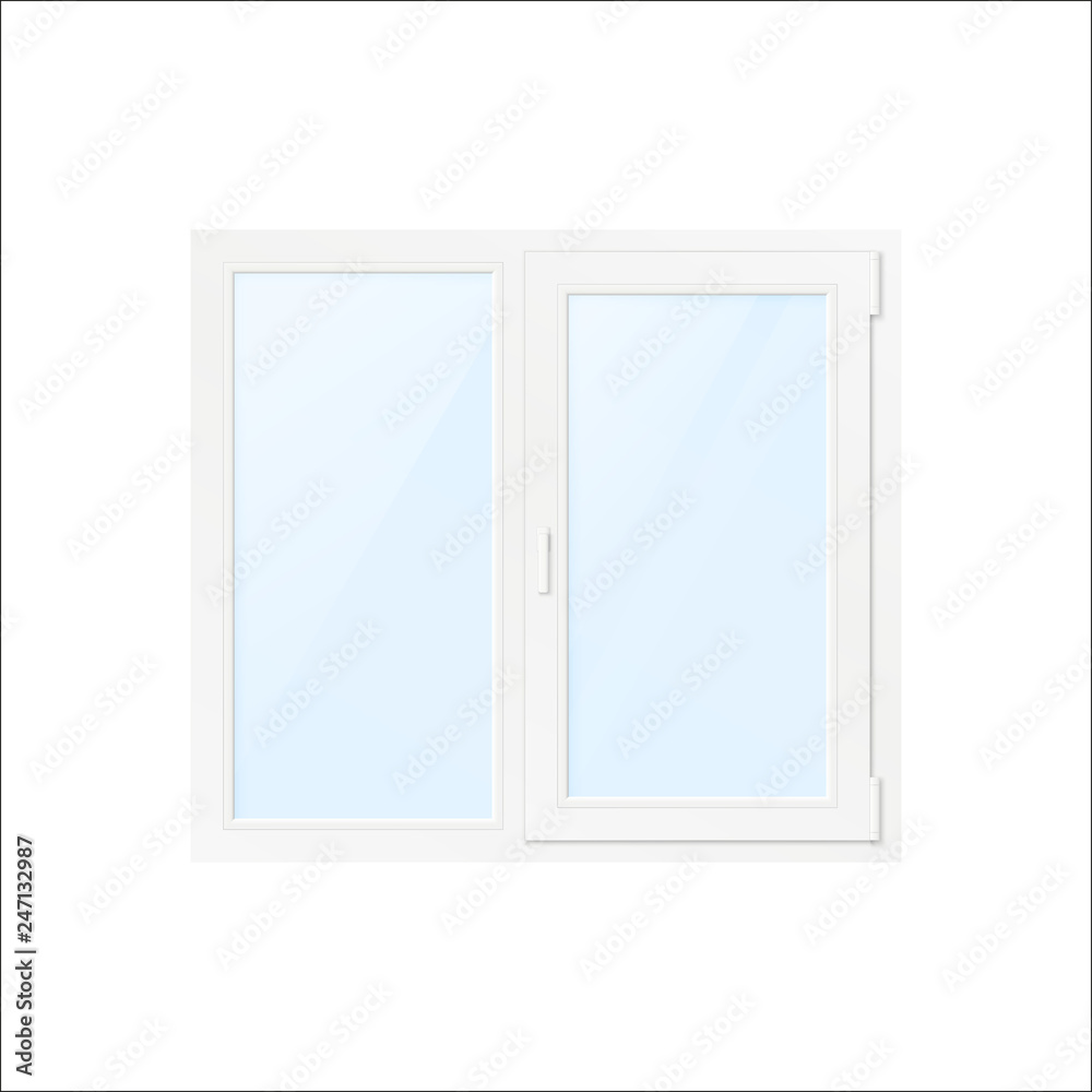 White Plastic Window. Vector Illustration Isolated on White Background White Plastic Window. Vector Illustration Isolated on White Background