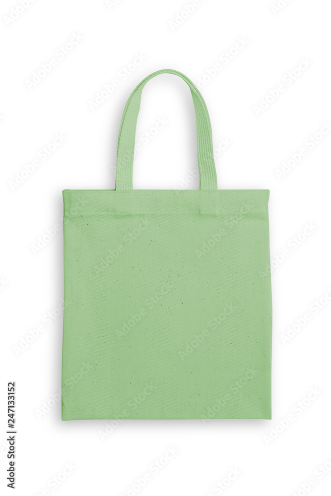 Tote bag fabric cloth shopping sack mockup in pastel green color isolated  on white background (clipping path) Stock Photo | Adobe Stock