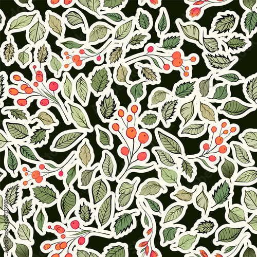 Seamless pattern. Green leaves