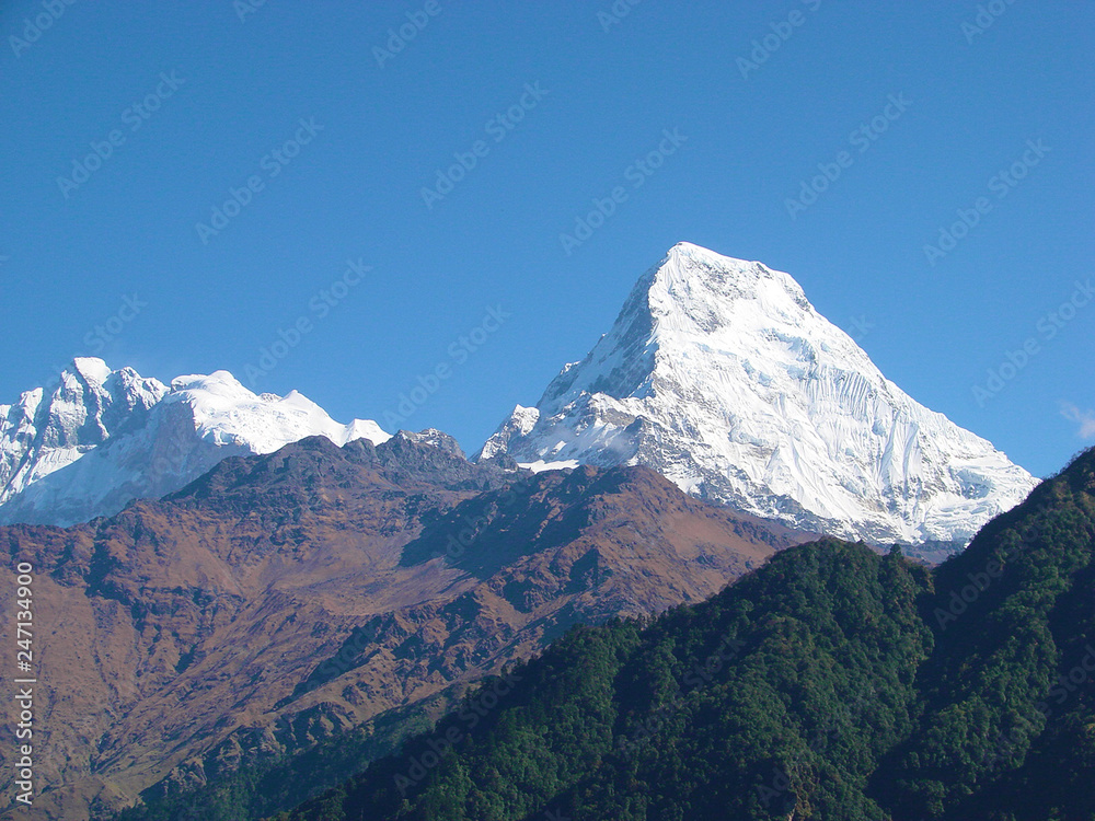 Annapurna mountain range. Himalayan landscape.