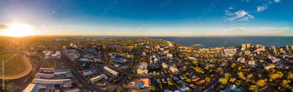 Fototapeta premium Aerial view of Suttons Beach area and jetty, Redcliffe, Australia