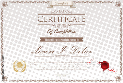 Certificate or diploma retro design template vector illustration 