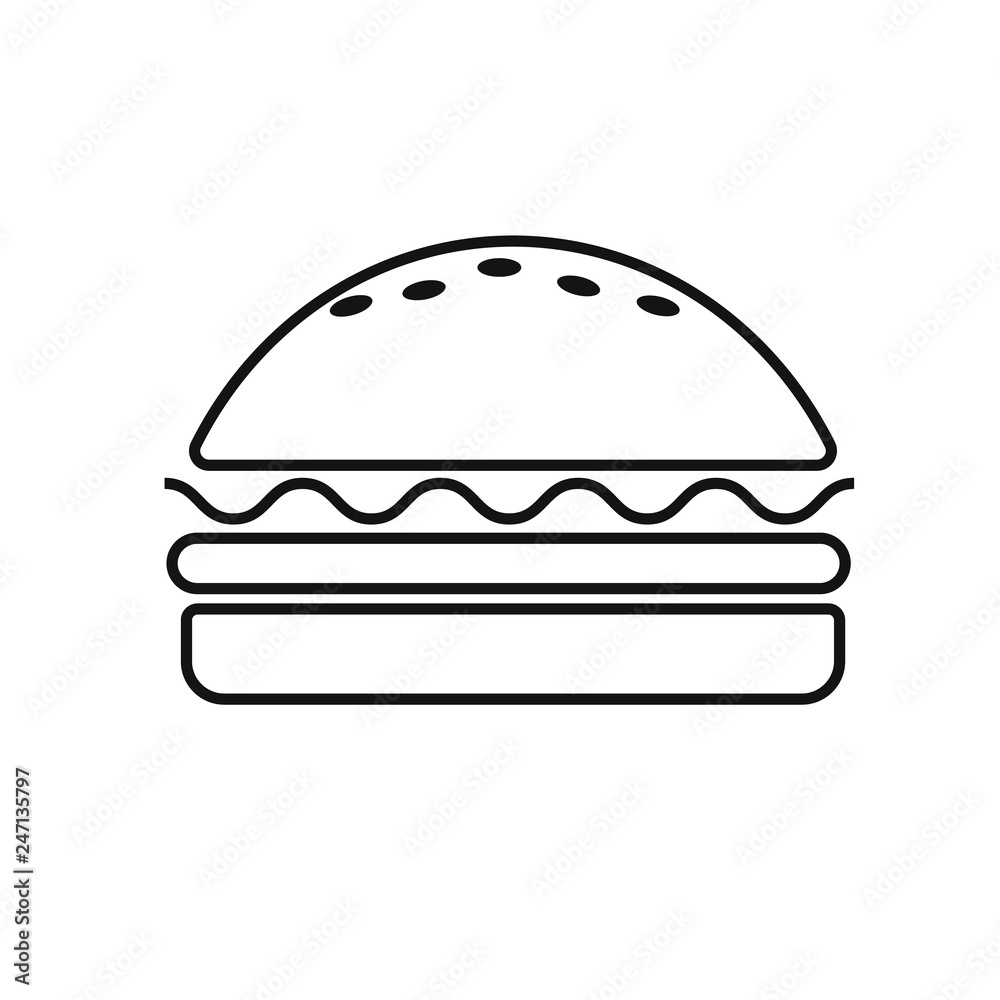Burger icon vector. Fast food icon. Burger vector silhouette Burger icon vector. Fast food icon. Burger vector silhouette