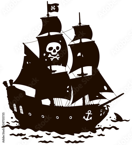 Old sea pirate sailing ship...
