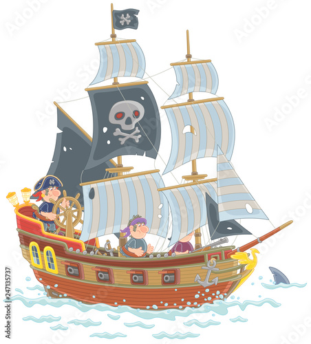 Old sea pirate sailing ship...