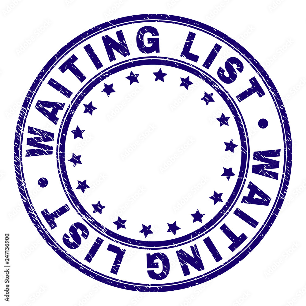 WAITING LIST stamp seal watermark with grunge texture. Designed with