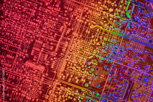 Bilde på lerret Circuit Board Multicolored Background