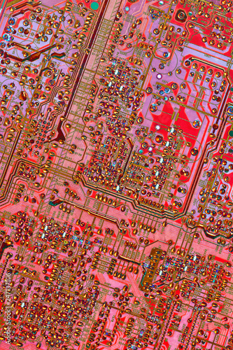 Circuit Board Red Background