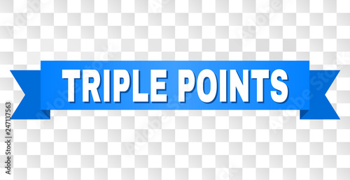 TRIPLE POINTS text on a ribbon. Designed with white caption and blue stripe. Vector banner with TRIPLE POINTS tag on a transparent background.