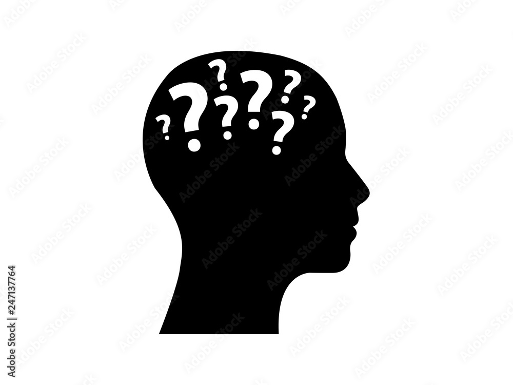 head side view with question marks side view head side view with question marks side view