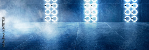 Futuristic dark tunnel with...