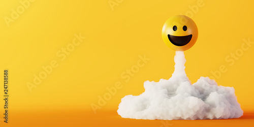 Foto Happy and laughing emoticons 3d rendering background, social media and communica