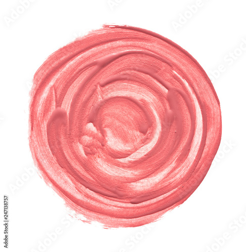 Pink makeup smear of lip gloss round shape