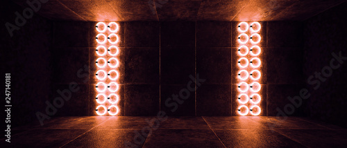 Futuristic dark tunnel with...