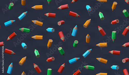Colorful pencils on chalkboard background seamless texture Creative art elements renders pattern Modern school design composition great