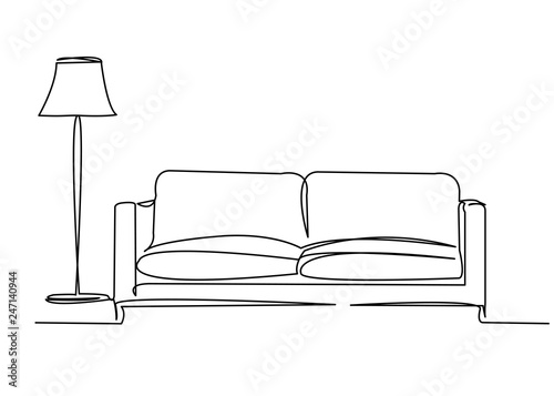 sofa and floor lamp