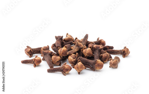 Spice cloves on white background photo