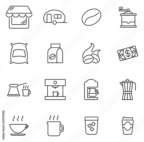Coffee Shop Icons Thin Line Vector Illustration Set