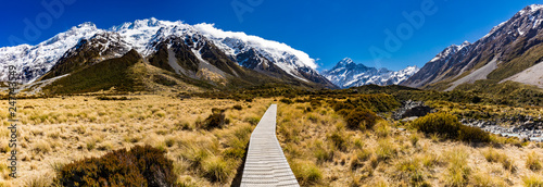 Hooker Valley Track in Aoraki National Park, New Zealand, South Island photo